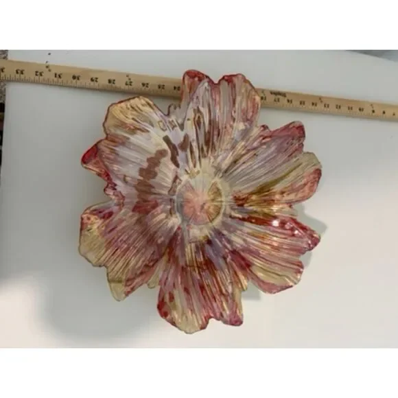 15" decorative bowl gold/red flower - Picture 4 of 7